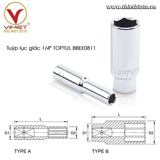 Tuýp lục giác dài 1/4" TOPTUL BBEE0811