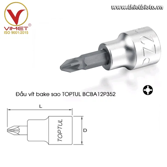 Đầu vít bake sao 3/8" TOPTUL BCBA12P352