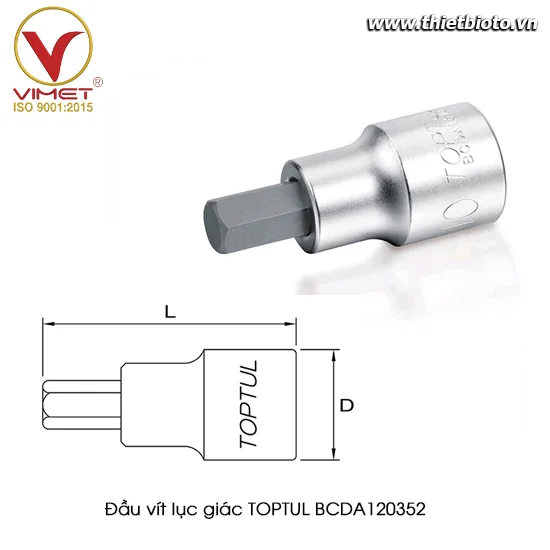 Đầu vít lục giác 3/8" TOPTUL BCDA120352