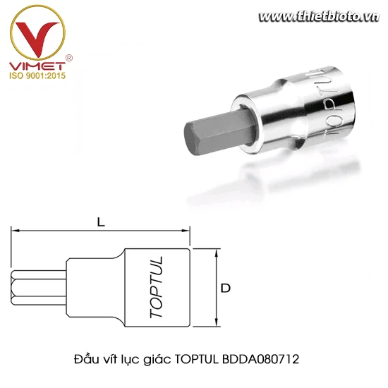 Đầu vít lục giác 1/4" TOPTUL BDDA080712