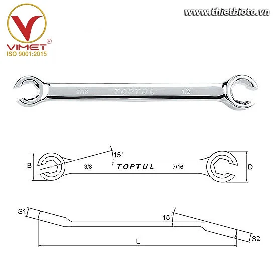 Cờ lê 2 đầu mở TOPTUL AFAA1214