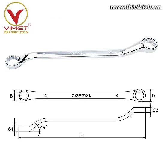 Cờ lê 2 đầu vòng 45 độ TOPTUL AAAH1317