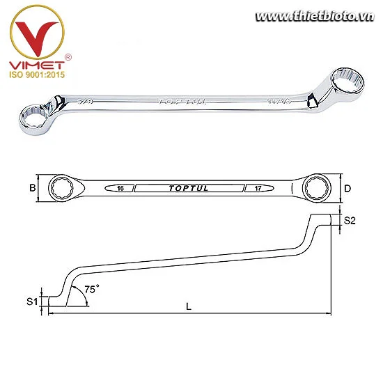 Cờ lê 2 đầu vòng 75° TOPTUL ACAI3236