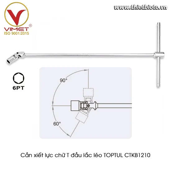 Cần xiết lực chữ T đầu tuýp lắc léo TOPTUL CTKB1210