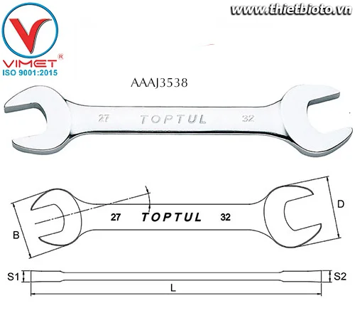 Cờ lê 2 đầu miệng Toptul AAAJ3538