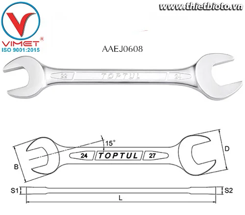 Cờ lê 2 đầu miệng Toptul AAEJ0608