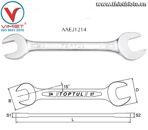 Cờ lê 2 đầu miệng Toptul AAEJ1214