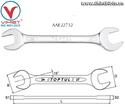 Cờ lê 2 đầu miệng Toptul AAEJ2732