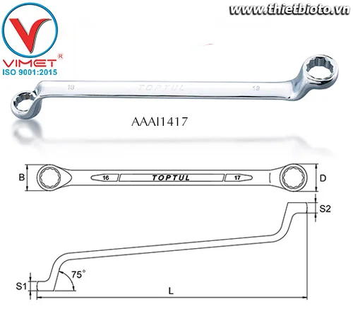 Cờ lê 2 đầu vòng Toptul AAAI1417
