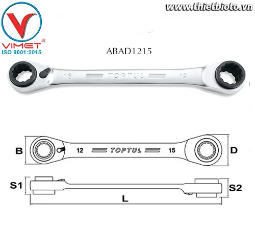 Cờ lê 2 đầu vòng Toptul ABAD1215
