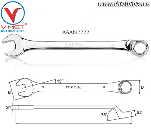 Cờ lê đầu vòng miệng Toptul AAAN2222