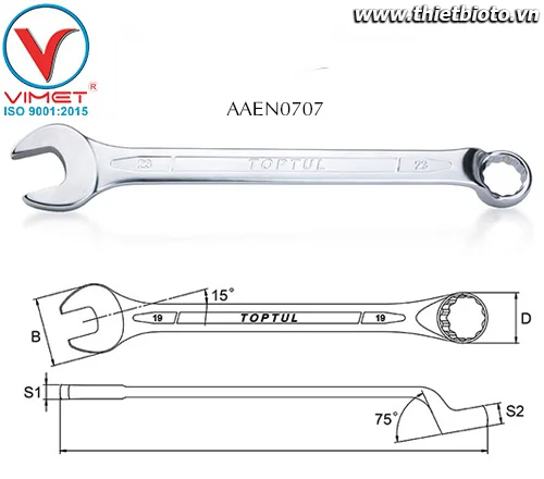 Cờ lê đầu vòng miệng Toptul AAEN0707