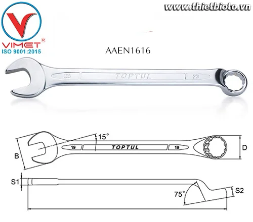 Cờ lê đầu vòng miệng Toptul AAEN1616