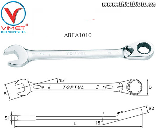 Cờ lê đầu vòng miệng Toptul ABEA1010