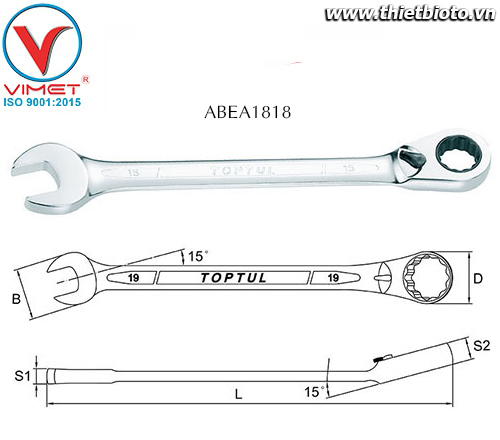 Cờ lê đầu vòng miệng Toptul ABEA1818