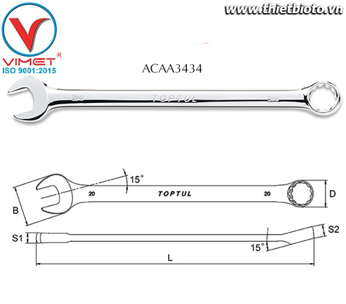 Cờ lê đầu vòng miệng Toptul ACAA3434