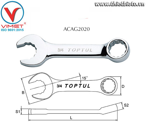 Cờ lê đầu vòng miệng 5/8 Toptul ACAG2020