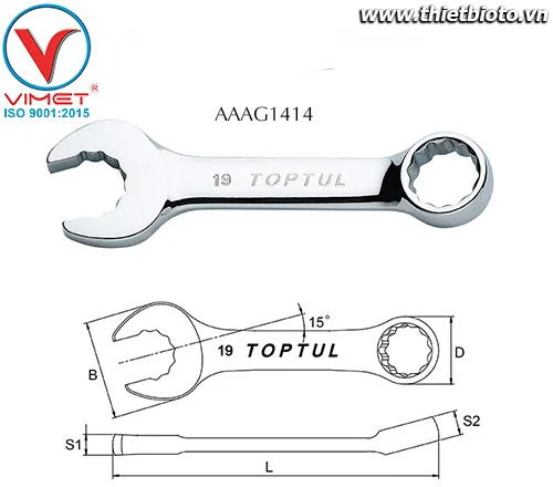 Cờ lê đầu vòng mở Toptul AAAG1414