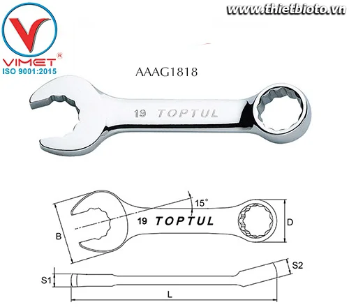 Cờ lê đầu vòng mở Toptul AAAG1818
