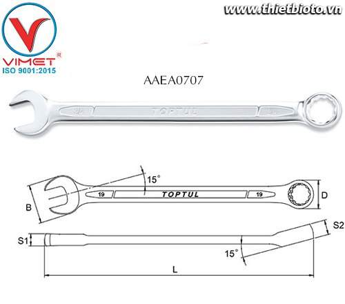 Cờ lê vòng miệng Toptul AAEA0707