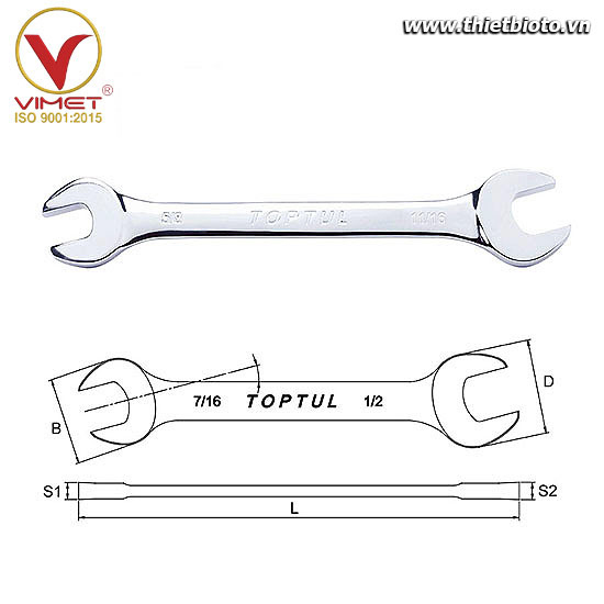 Cờ lê 2 đầu miệng toptul ACAJ2830