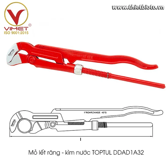 Mỏ lết răng - kìm nước TOPTUL DDAD1A32