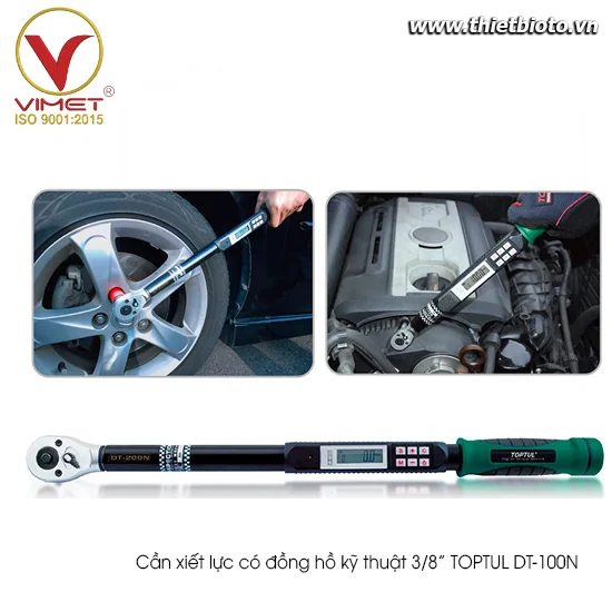 Cần xiết lực có đồng hồ kỹ thuật số hiển thị 3/8" TOPTUL DT-100N