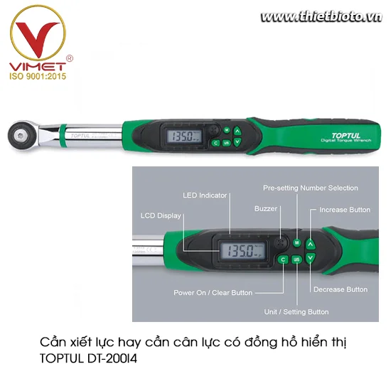 Cần xiết lực hay cần cân lực có đồng hồ hiển thị TOPTUL DT-200I4