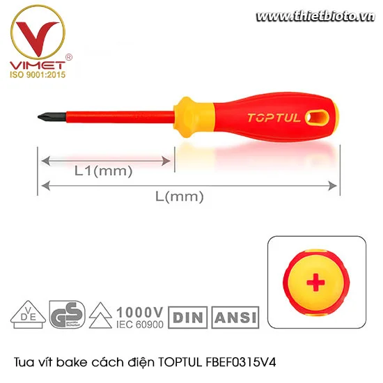 Tua vít bake cách điện TOPTUL FBEF0315V4