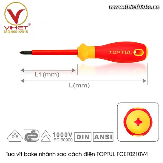 Tua vít bake nhánh sao cách điện TOPTUL FCEF0210V4