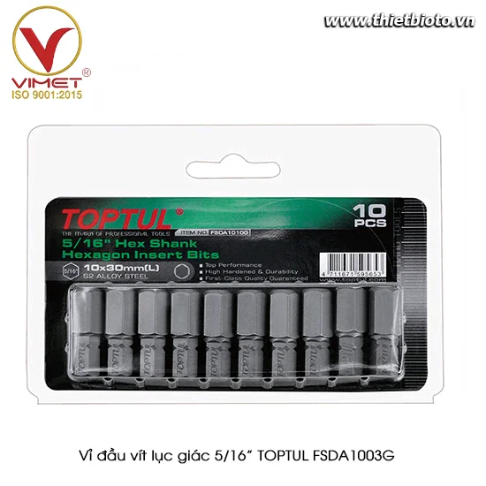 Vỉ đầu vít lục giác 5/16" TOPTUL FSDA1003G