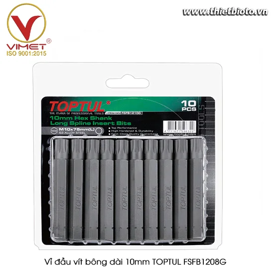 Vỉ đầu vít bông dài 10mm TOPTUL FSFB1208G