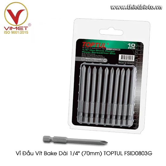 Vỉ đầu vít bake dài 1/4" (70mm) TOPTUL FSID0803G