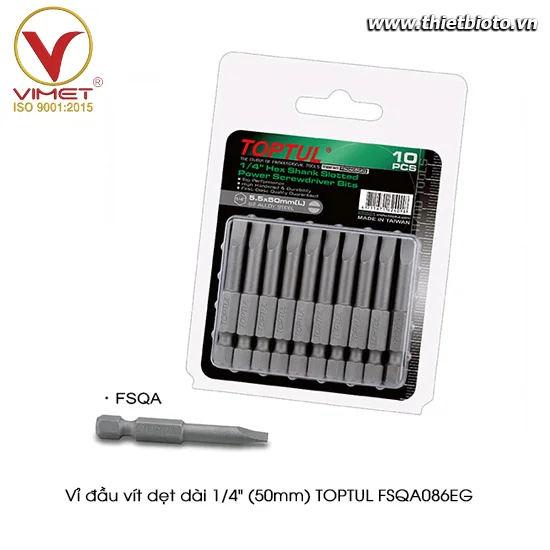 Vỉ đầu vít dẹt dài 1/4" (50mm) TOPTUL FSQA086EG