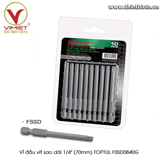 Vỉ đầu vít sao dài 1/4" (70mm) TOPTUL FSSD0840G