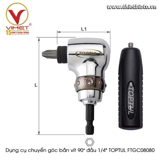 Dụng cụ chuyển góc bắn vít 90° đầu 1/4" TOPTUL FTGC0808