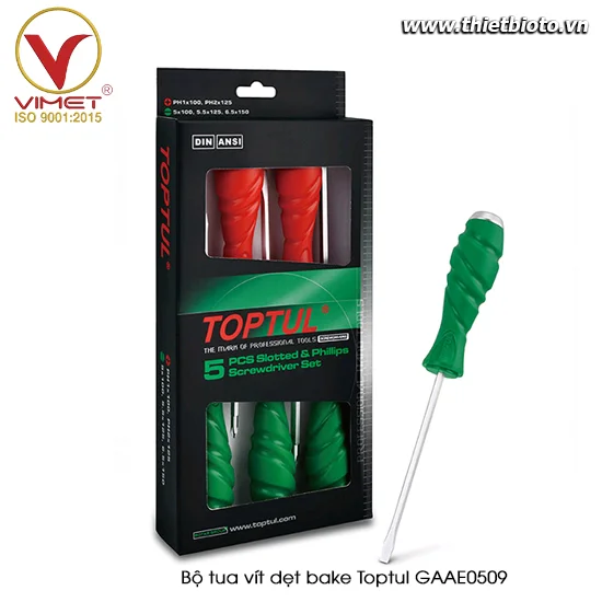 Bộ tua vít dẹt bake 5 chi tiết TOPTUL GAAE0509