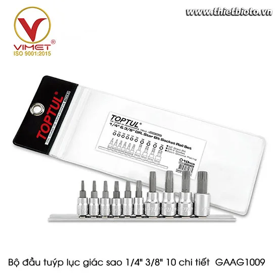 Bộ đầu tuýp lục giác sao 1/4" 3/8" 10 chi tiết  GAAG1009
