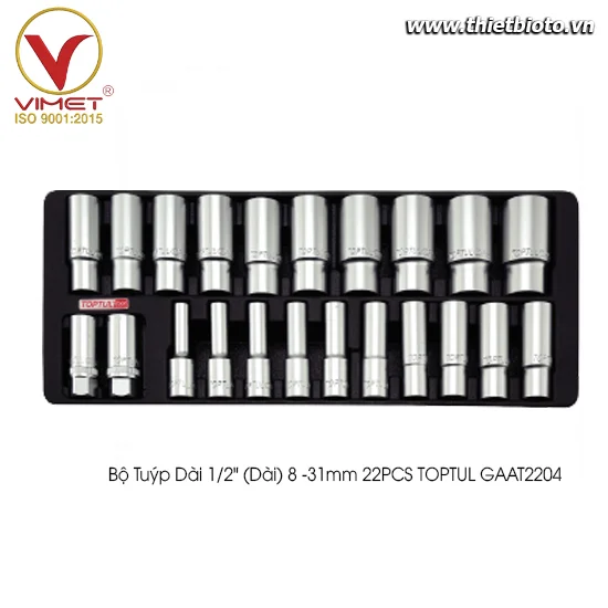 Bộ Tuýp Dài 1/2" 22PCS TOPTUL GAAT2204