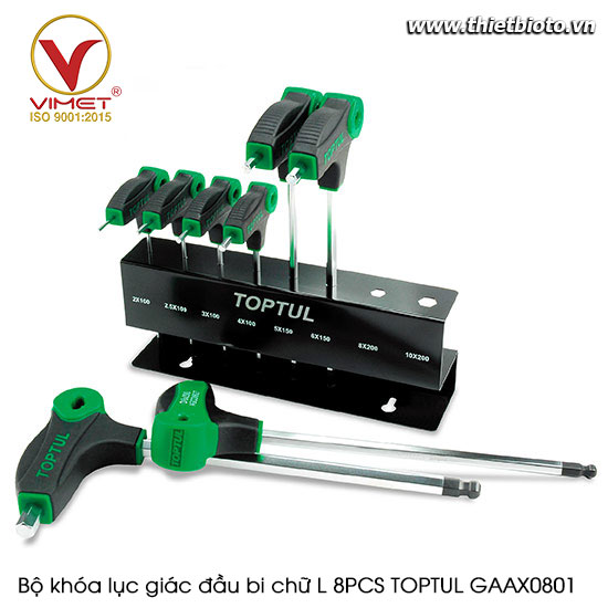 Bộ khóa lục giác đầu bi chữ L 8PCS TOPTUL GAAX0801