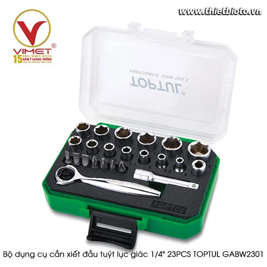 Bộ dụng cụ cần xiết đầu tuýt lục giác 1/4" 23PCS TOPTUL GABW2301
