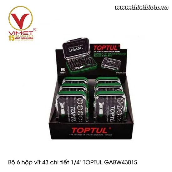 Bộ 6 hộp vít 43 chi tiết 1/4" TOPTUL GABW4301S