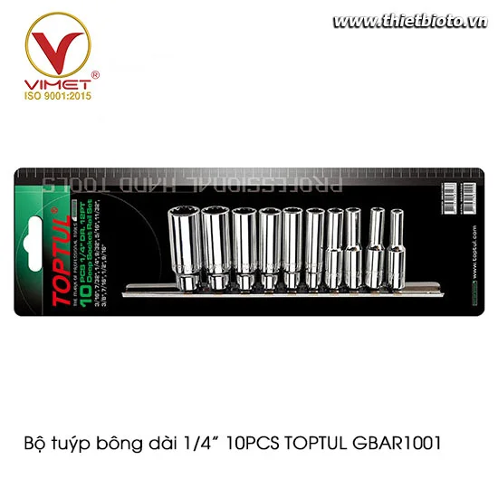Bộ tuýp bông dài 1/4” 10PCS TOPTUL GBAR1001