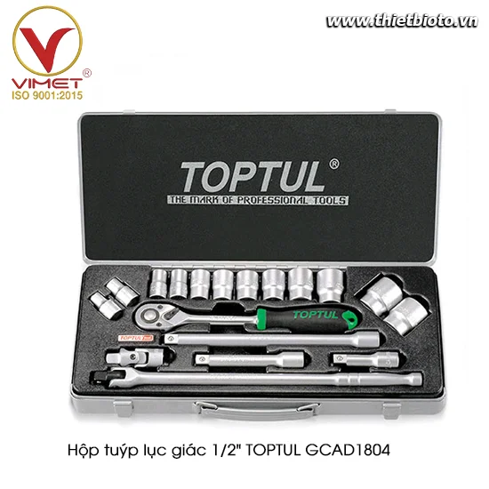 Hộp đầu tuýp 1/2" 18 chi tiết TOPTUL GCAD1804