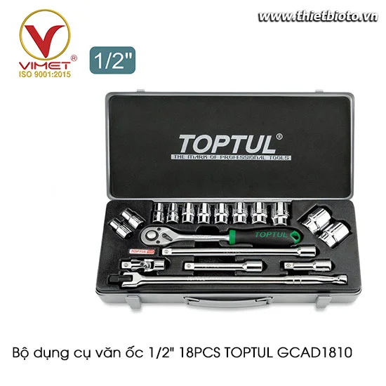 Bộ dụng cụ văn ốc 1/2" 18PCS TOPTUL GCAD1810