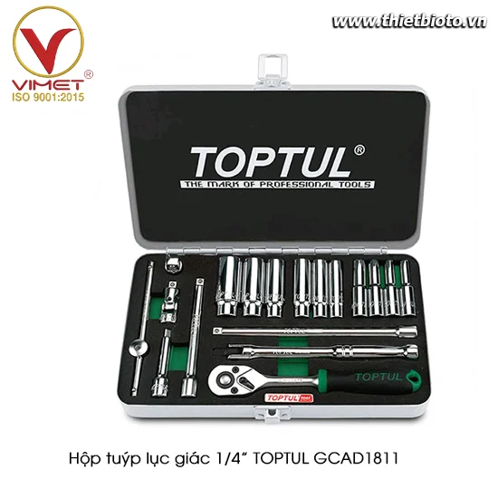 Hộp đầu tuýp 1/4" 18 chi tiết TOPTUL GCAD1811