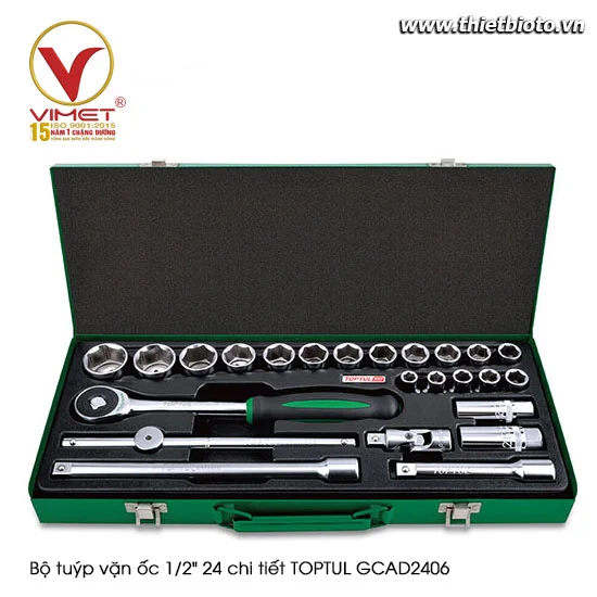 Bộ tuýp vặn ốc 1/2" 24 chi tiết TOPTUL GCAD2406