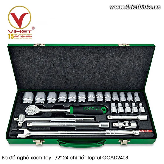 Bộ đồ nghề xách tay 1/2" 24 chi tiết Toptul GCAD2408