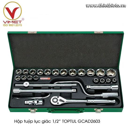 Hộp đầu tuýp 1/2" 26 chi tiết TOPTUL GCAD2603
