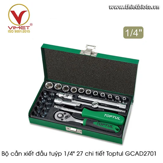 Bộ cần xiết đầu tuýp 1/4" 27 chi tiết Toptul GCAD2701